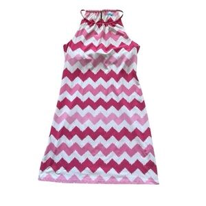 J McLaughlin Pink and White Chevron Dress Size S